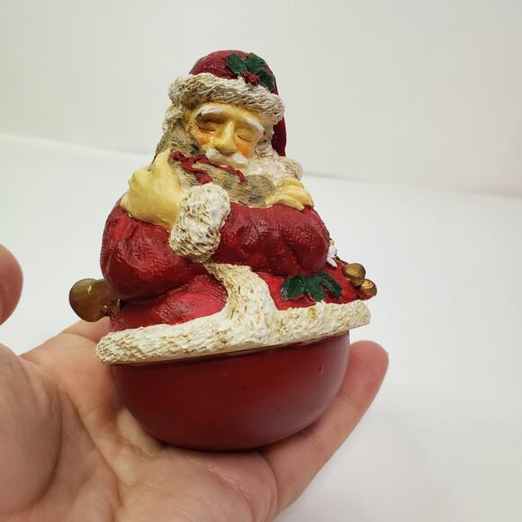 Ball wobble Santa Christmas Figurine Santa w/Kitten cat lover xmas gift - Picture 7 of 9